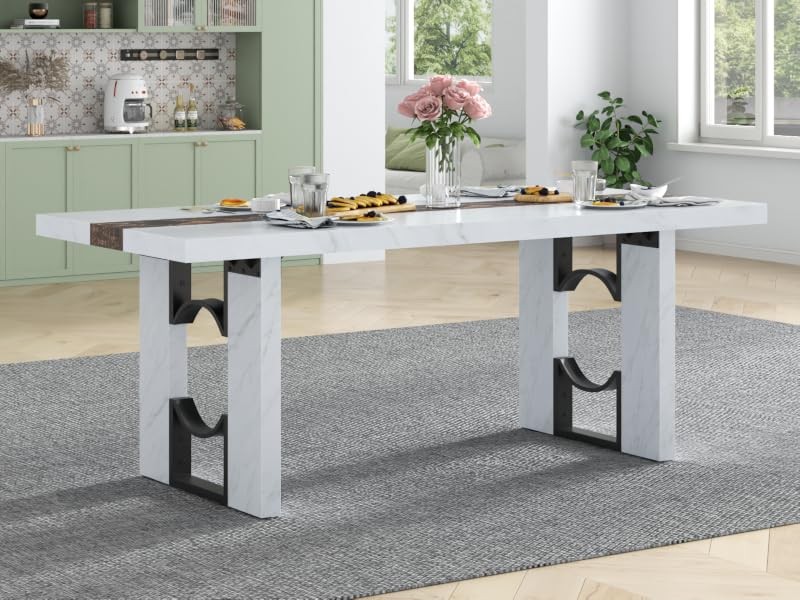 71 Inch Dining Table for 6-8 People, Large Rectangular Kitchen Table with