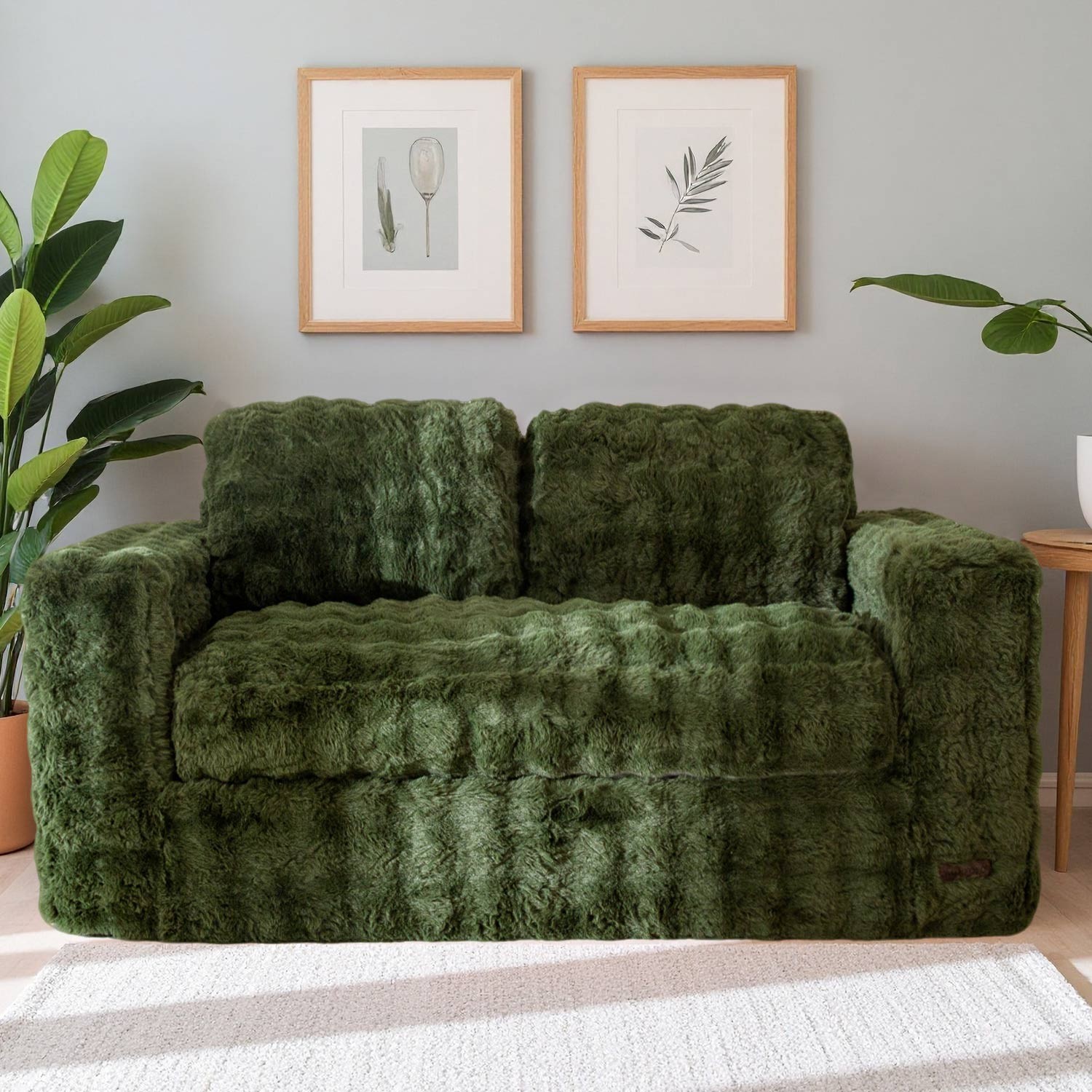 MAXYOYO 2/3 Seater Floor Sofa Bed,Bubbled Boneless Sofa with Pillows