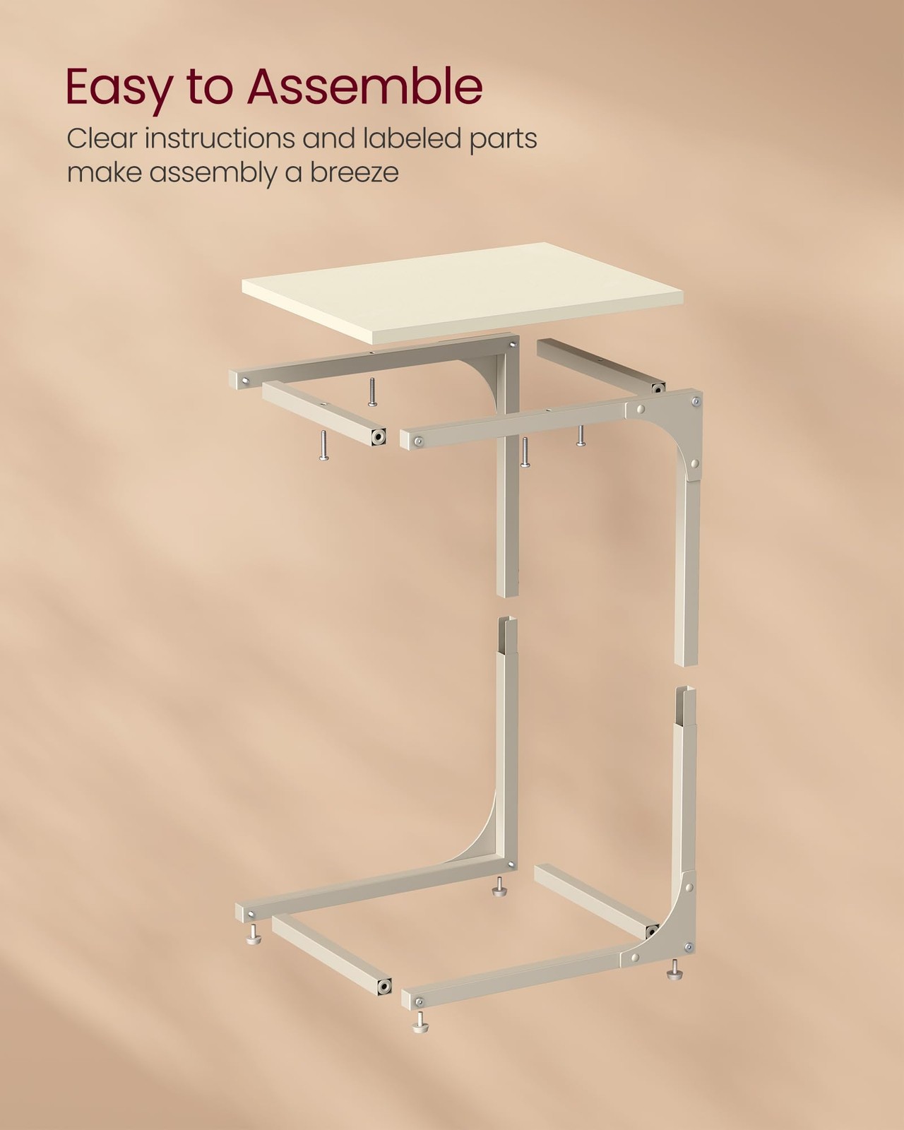 VASAGLE C-Shaped End Table, Small Side Table for Couch, Sofa Table with Metal