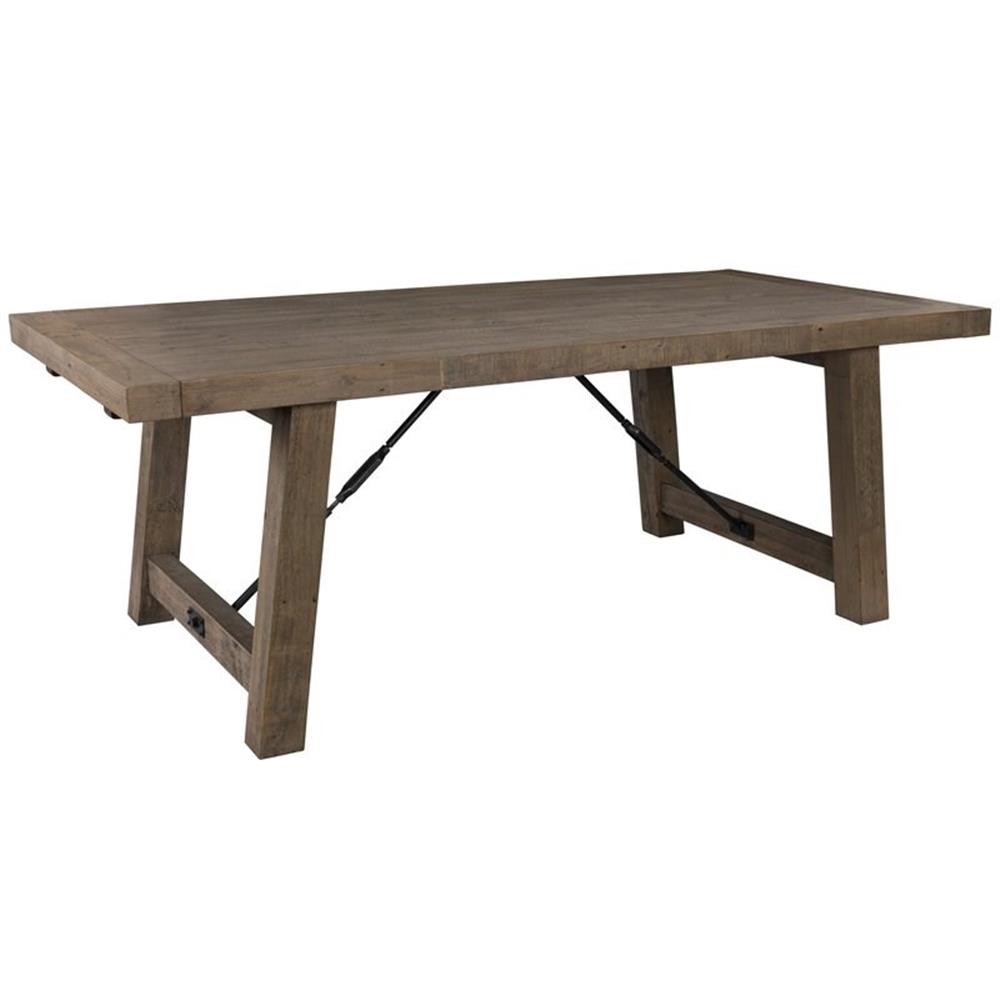 Pemberly Row 82″ Reclaimed Pine Extension Dining Table in Weathered Brown