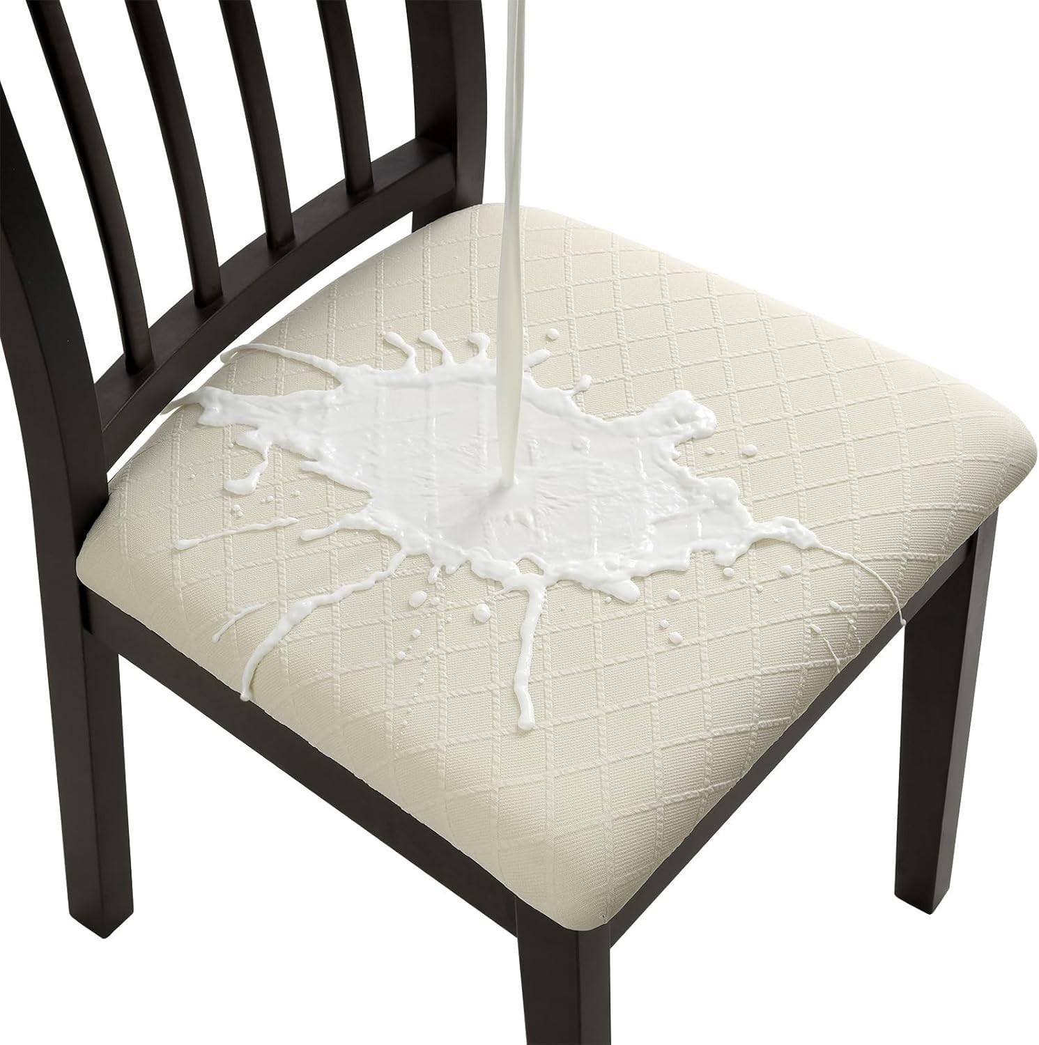 Waterproof Chair Cover for Dining Room Kitchen Set of 6 Beige Stretch Washable