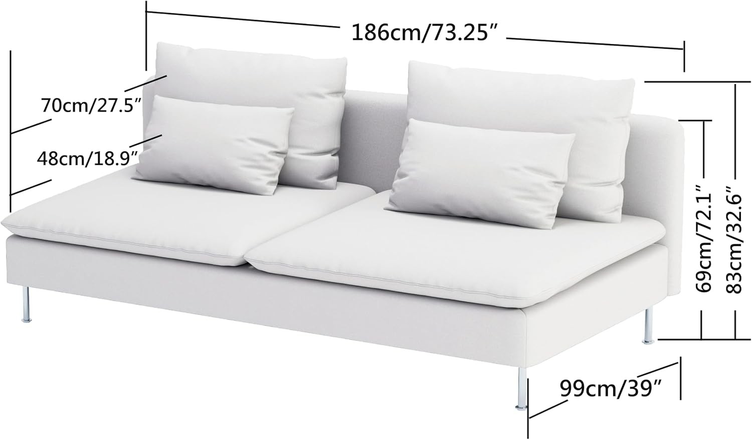 Durable Polyester Fabric Sofa Cover Compatible with IKEA SODERHAMN Couch