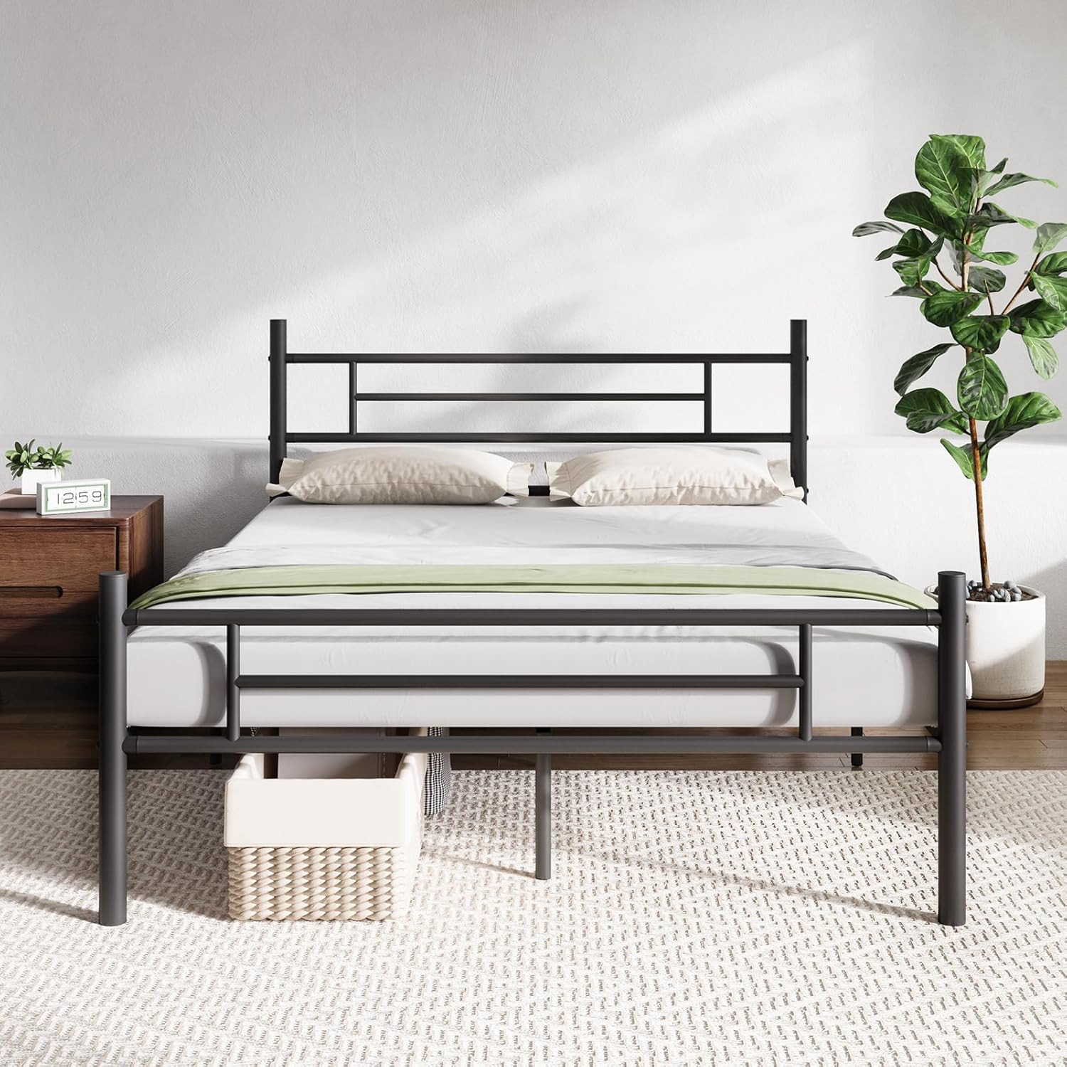 Full Size Bed Frame with Headboard and Footboard, 14 Inch Metal Platform Bed Fra