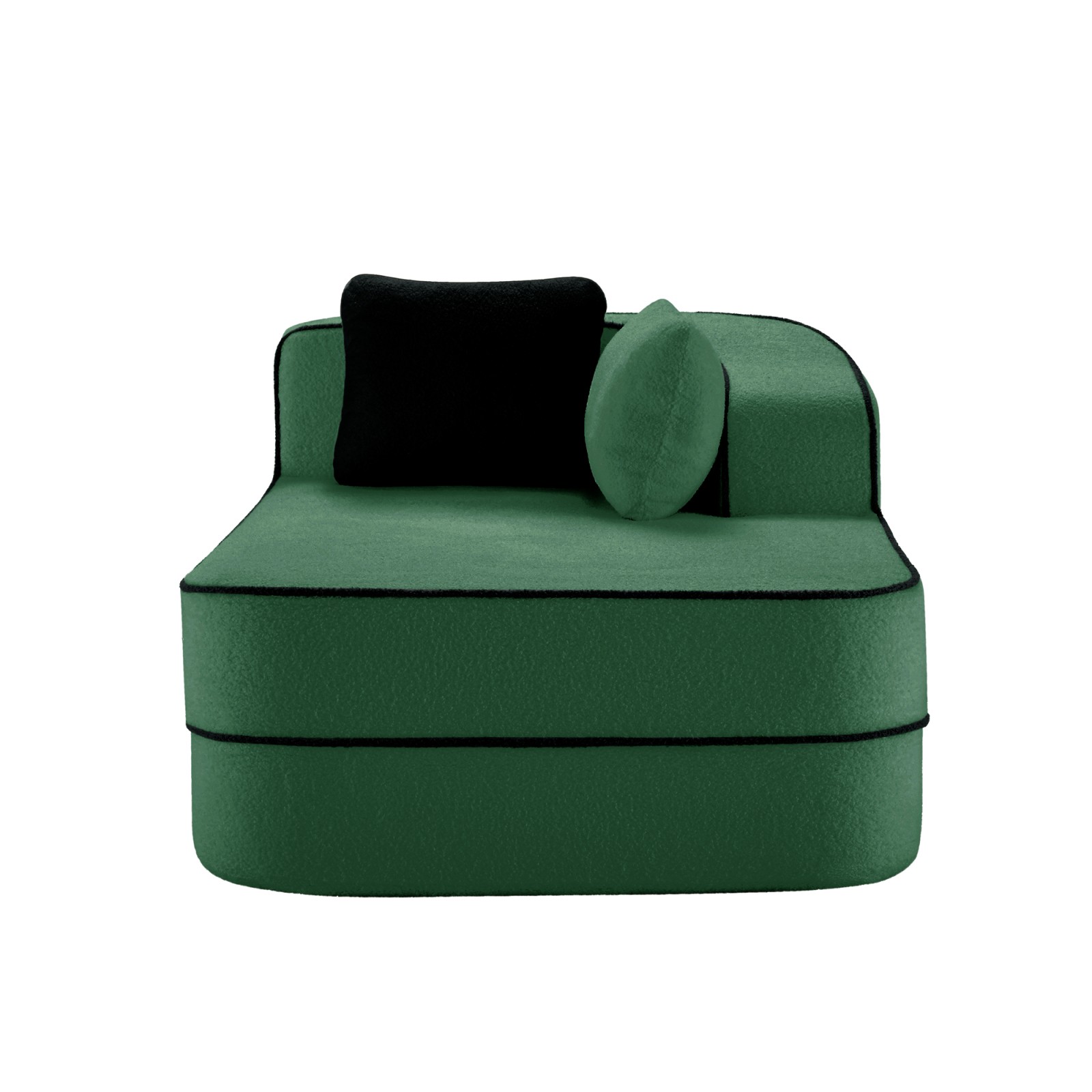 Right Chaise Sofa with Pillows Teddy Fabric Green 66.54″L x 38.58″W