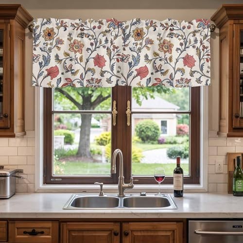 Kitchen Valances for Windows,Summer 60″W x 18″L (Pack of 1) Beige Turmeric