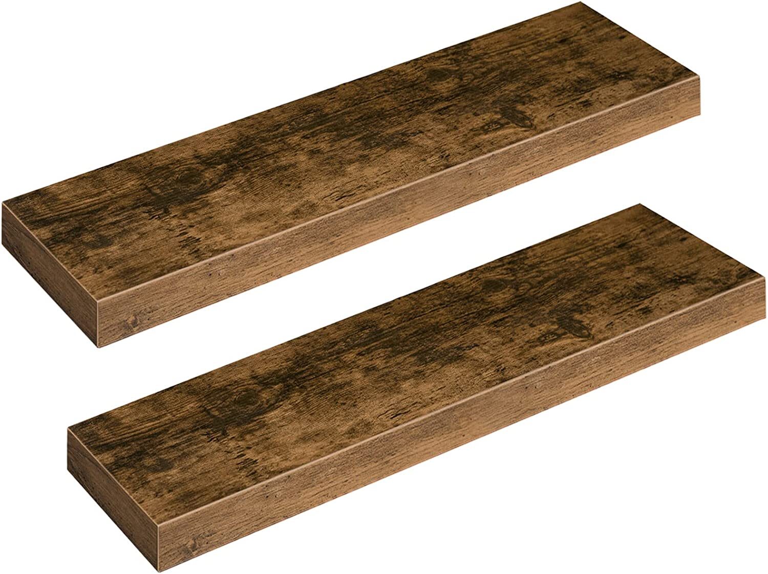 HOOBRO Set of 2 Floating Shelves Wall Shelf Hanging Shelf w/ Invisible Brackets