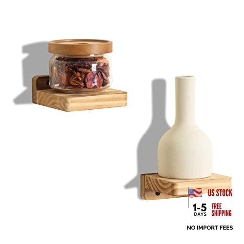 Small Floating Shelf for Wall Set of 2 Natural Wood 4Inch 4×4 Carbonized Black