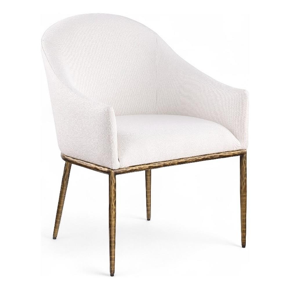 Bowery Hill Contemporary Cream Linen Textured Performance Fabric Dining AC