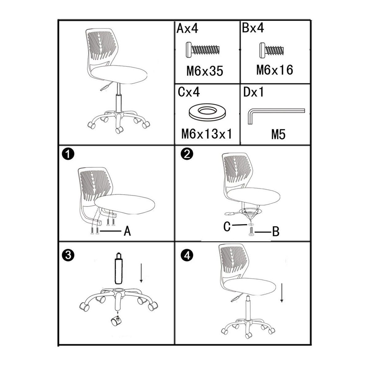 Blue Ergonomic MidBack Mesh Computer Office Task Chair Adjustable Rolling Swivel