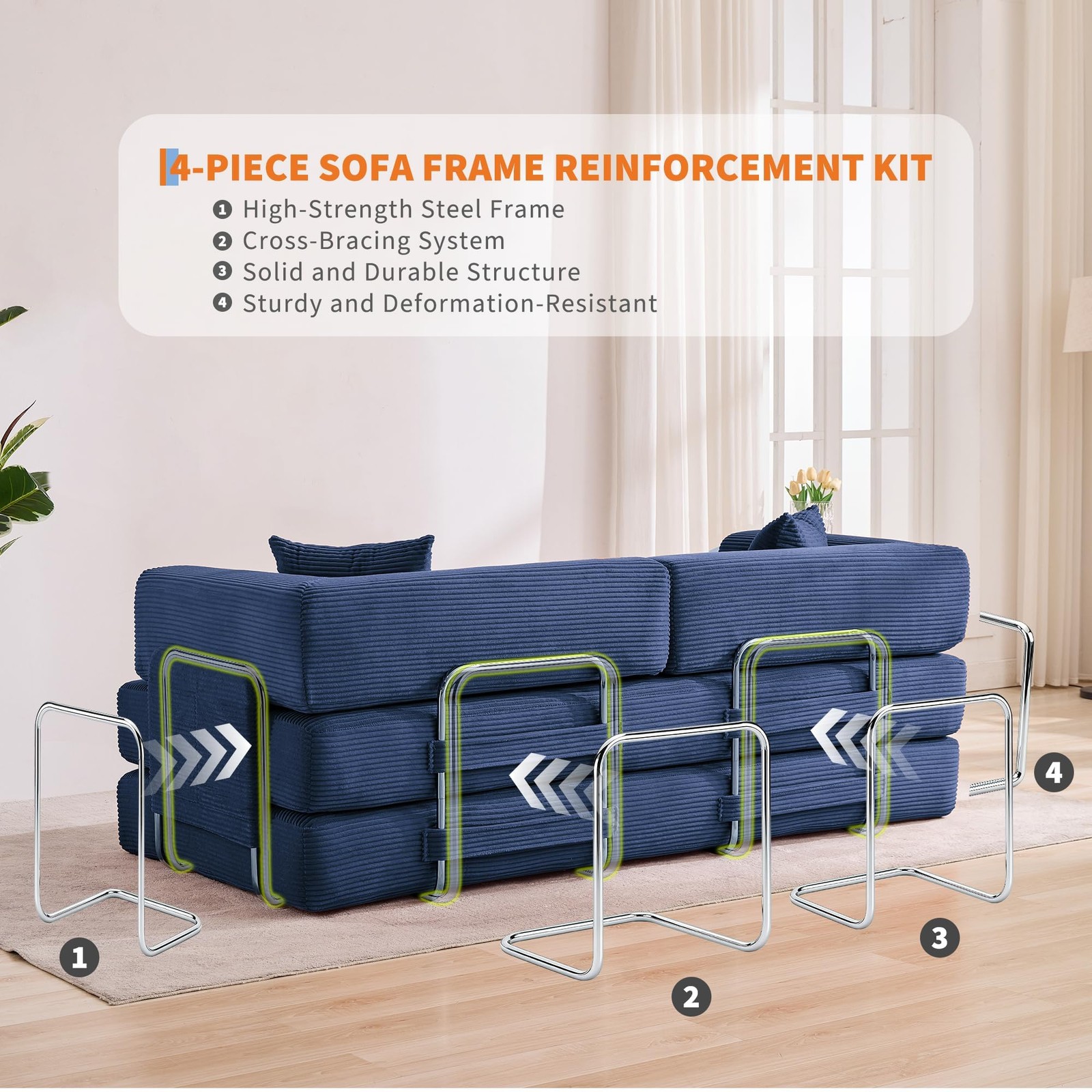 Convertible Sleeper Sofa Bed ,Modern Loveseat Couch Floor Sofa for Living Room