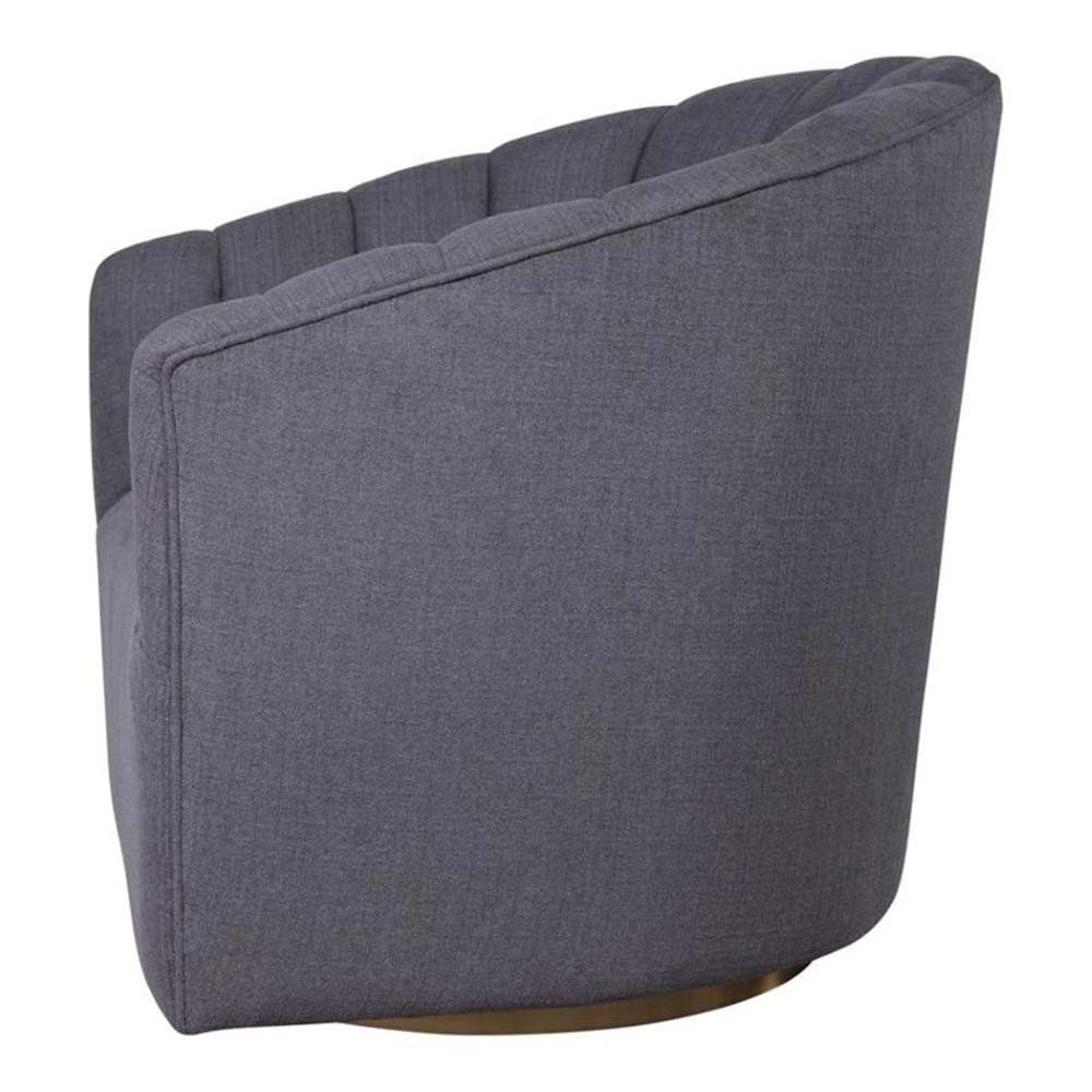 Uttermost Cuthbert Wood Stainless Steel and Fabric Swivel Chair in Brushed Brass