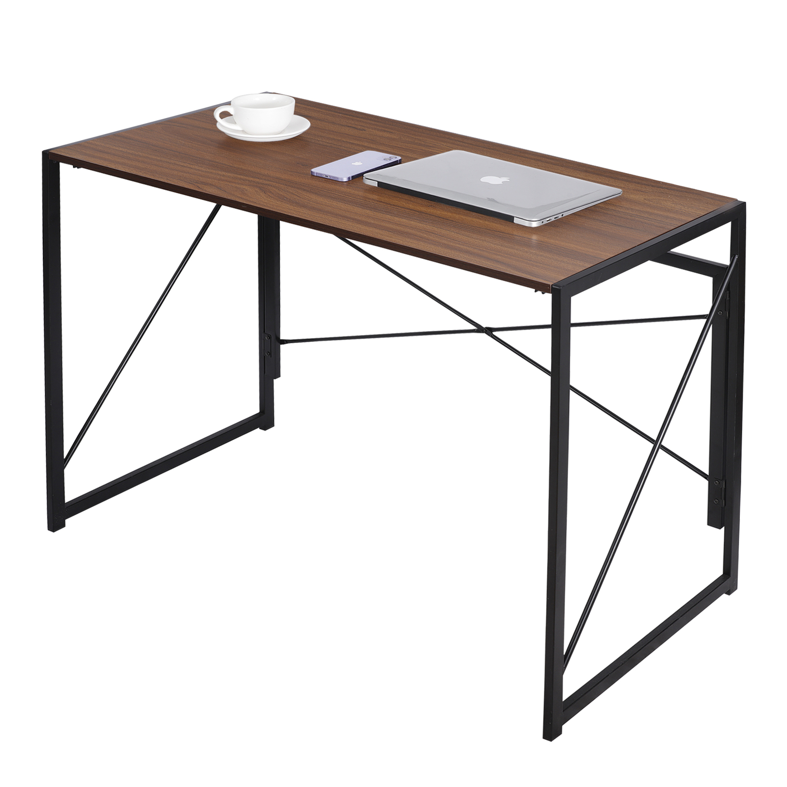 39″ Folding Computer Desk Writing Study Desk Laptop Table for Home Office Brown
