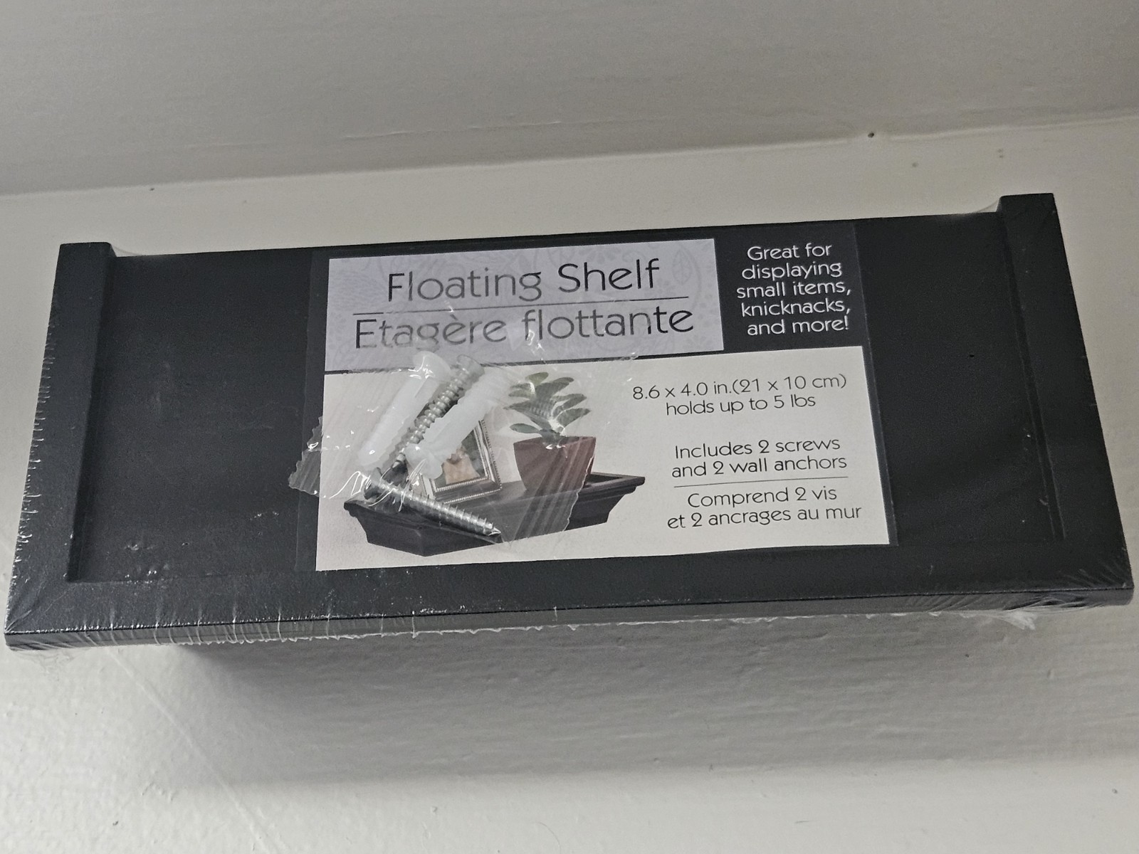 Sm Plastic PVC Floating Wall Shelf Multi Uses Hardware 8.6x4x2″ Built-in Hangers