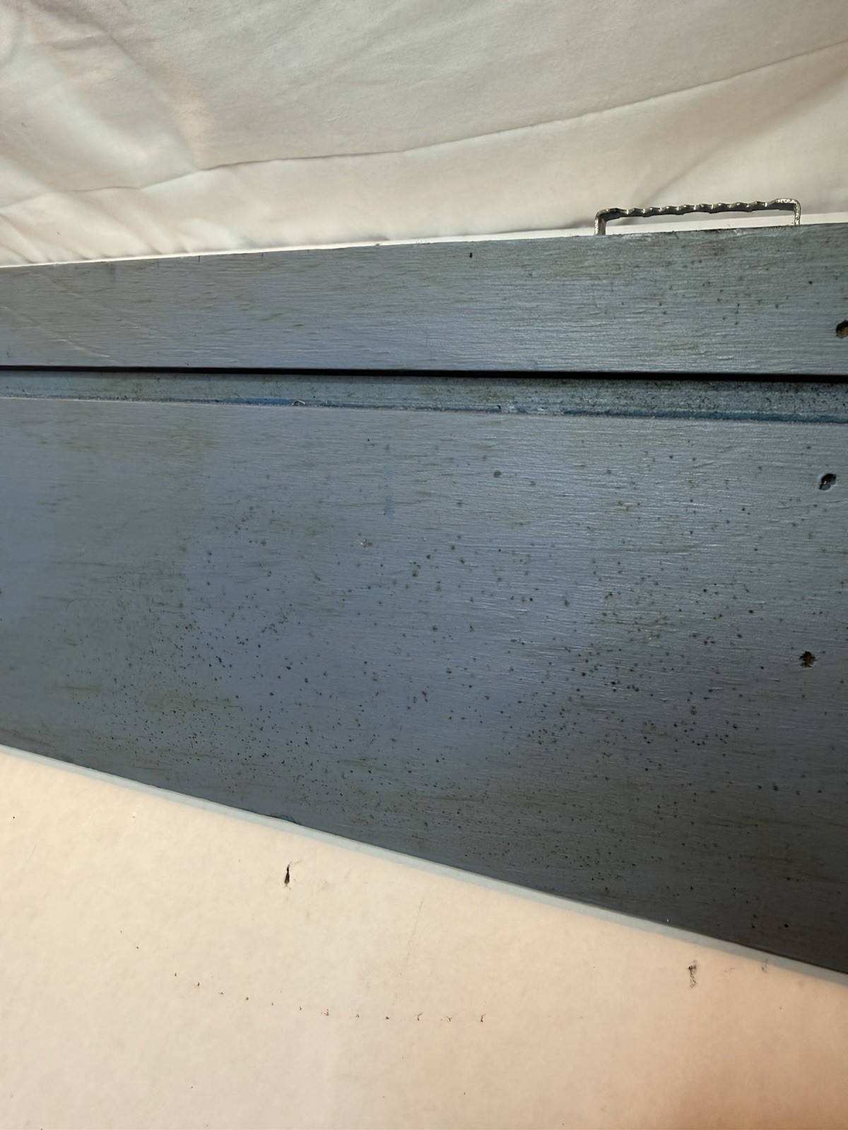 Vintage Blue Wood Wall Shelf Scalloped Country Cottage Display 22 Inch