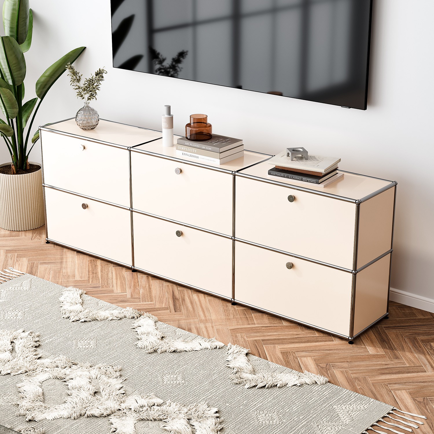 Classic Style Modern Storage Cabinet With Doors TV Media Stand Living Room