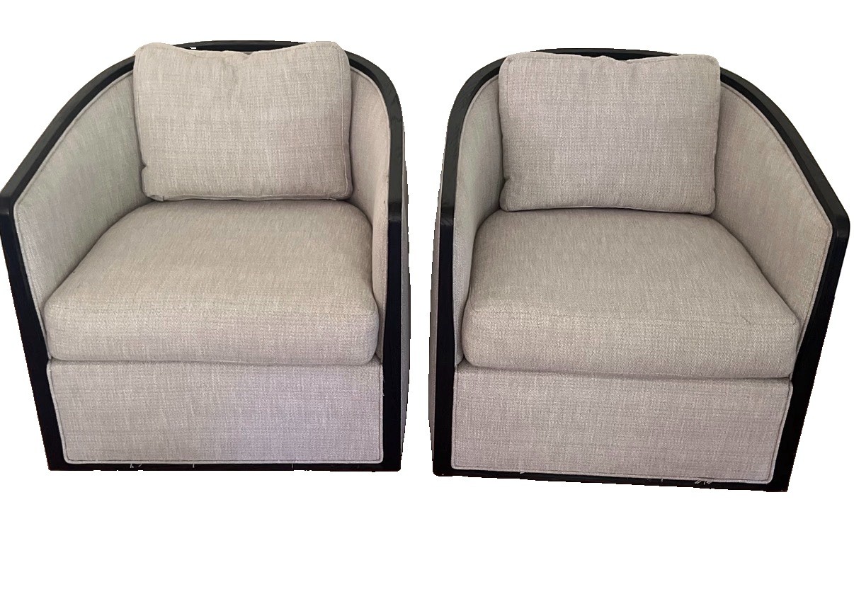 Restoration Hardware Set of 2 Dixon Swivel Upholstered Accent Chairs