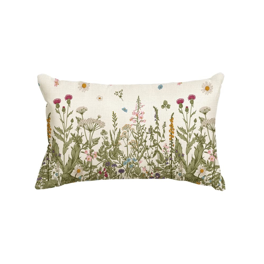 AVOIN colorlife Wildflowers Fall Throw Pillow Cover, 12 x 20 Inch Flower Cushion