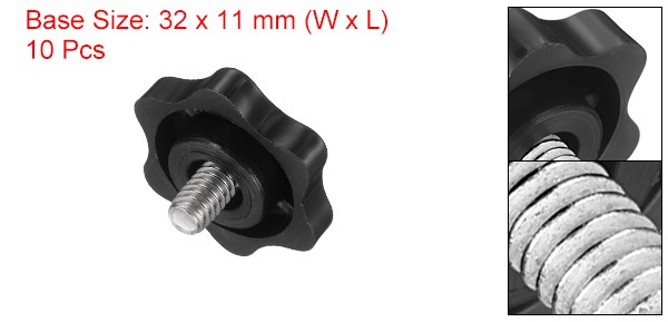 10Pcs, 1/4″-20 Star Knobs 0.3″ Stud Plastic Male Thread Clamping Hand Knob