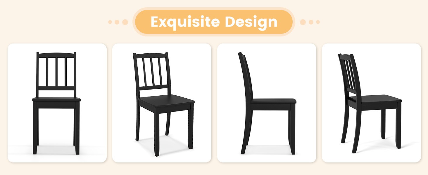 Wooden Dining Chairs Set of 2, Modern Kitchen Chairs w/Rubber Wood Legs & Curved