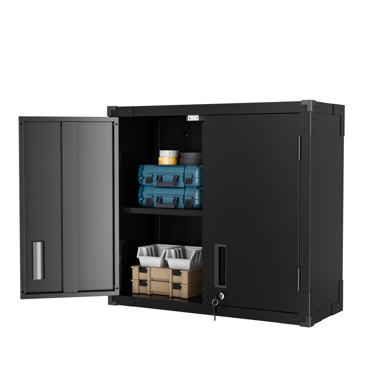 Garage Wall Storage Cabinet with Lock & Adjustable Shelves – Rust Resistant New