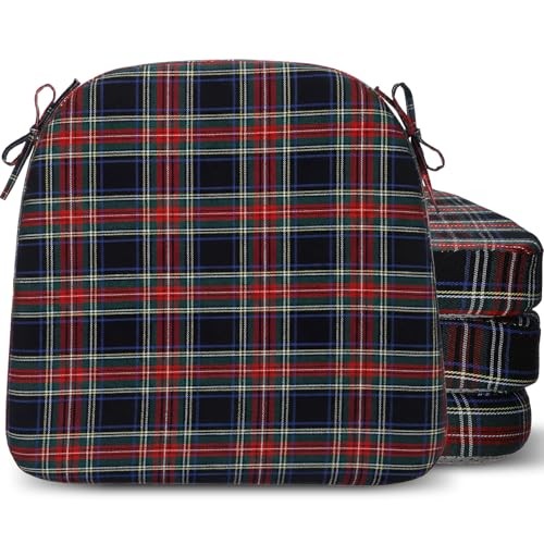 Chair Cushions for Dining Chairs Set of 4, 17″ x 16″ x 2″ Blue Red and White