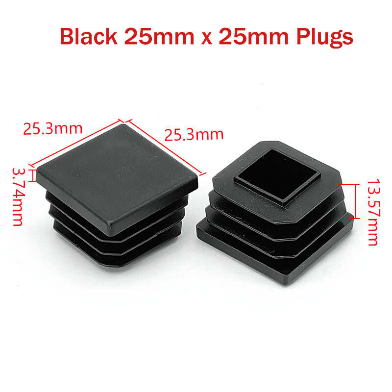25mmx25mm Square Tube Plugs End Caps Furniture Table Chair Feet Leg Protectors