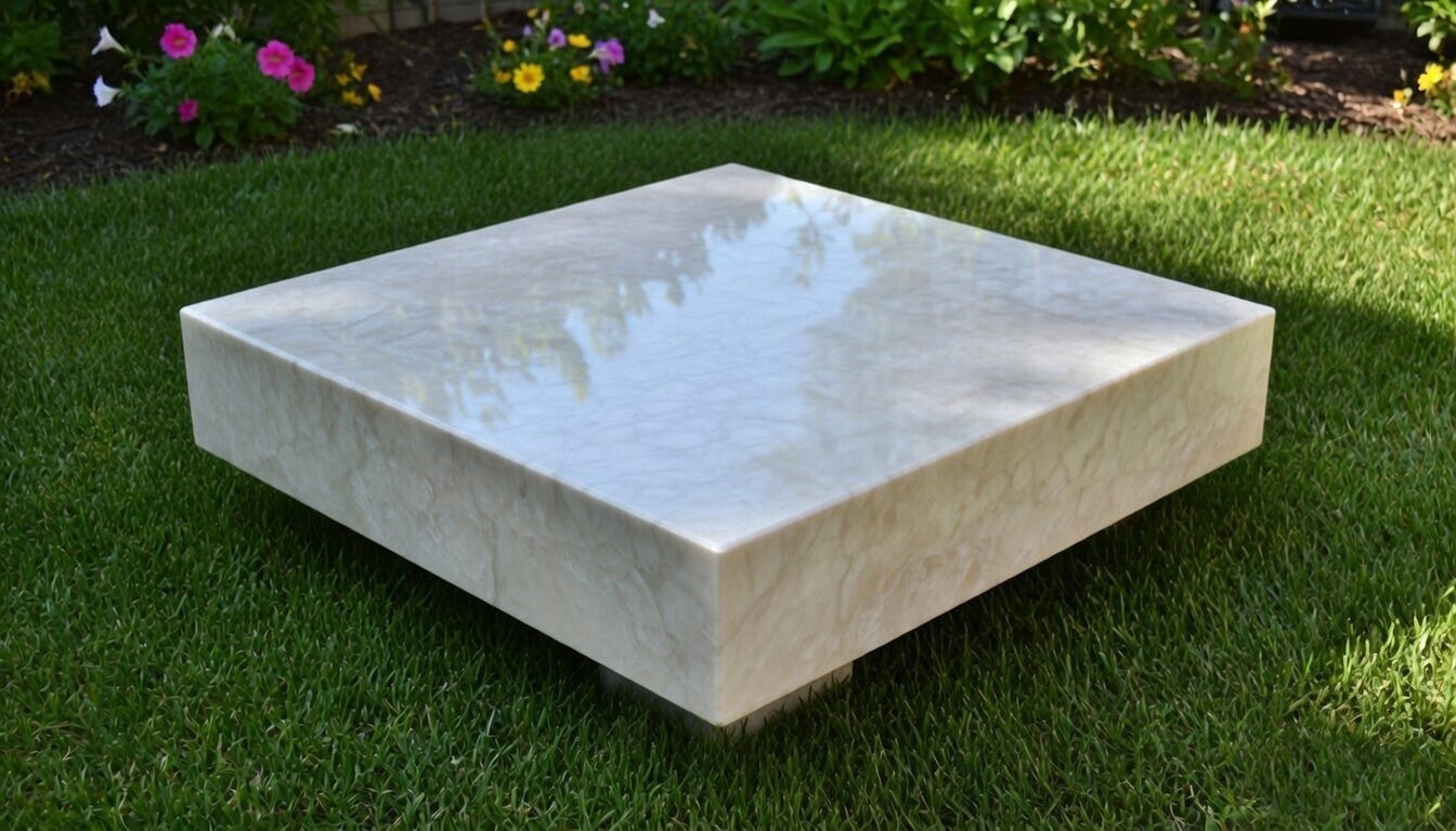 White Quartz Stone Coffee Table – Square Handmade Luxury Furniture for New Home