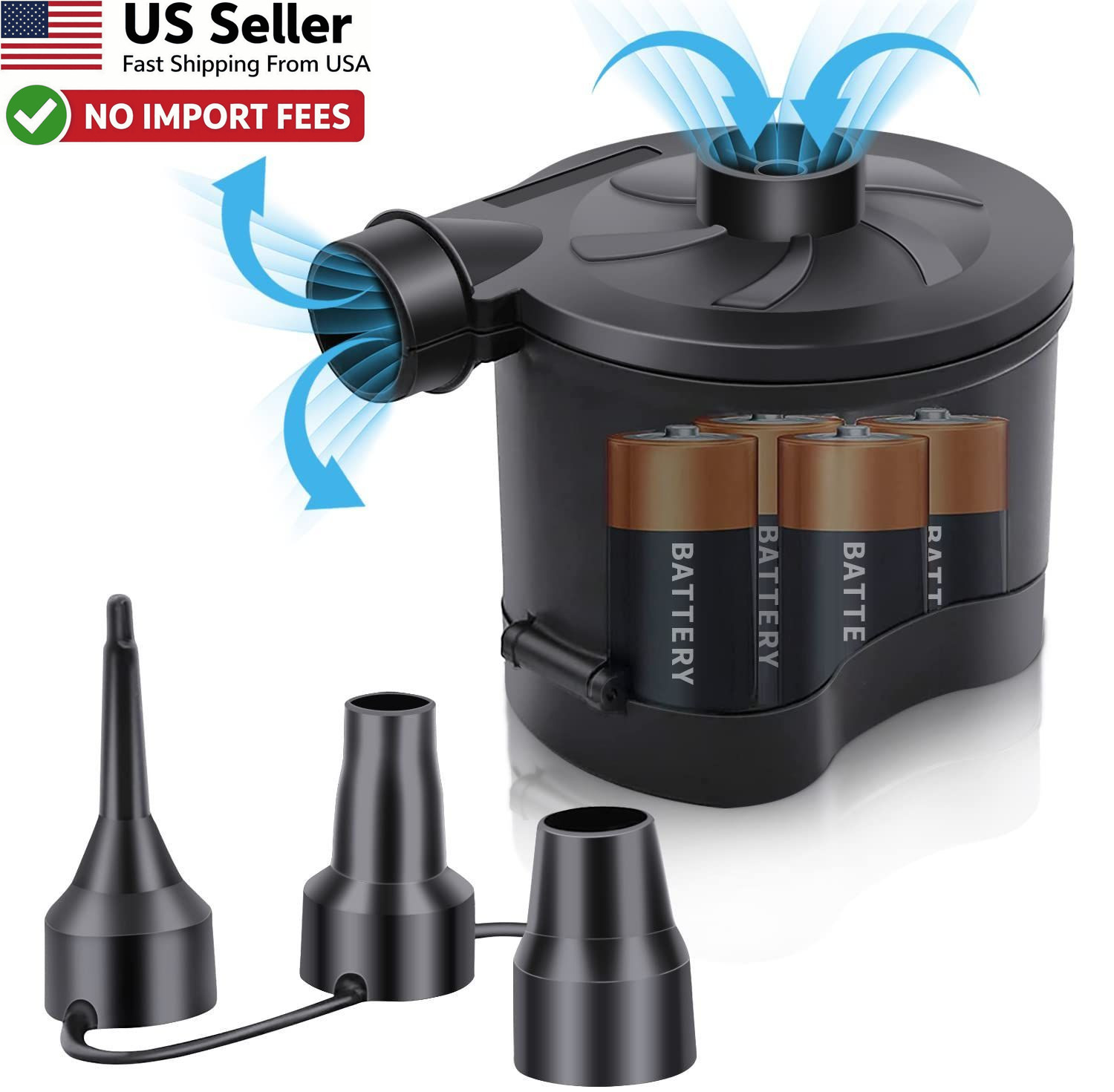 Battery Powered Electric Air Pump Wireless Quick-Fill Inflator Deflator FROM USA