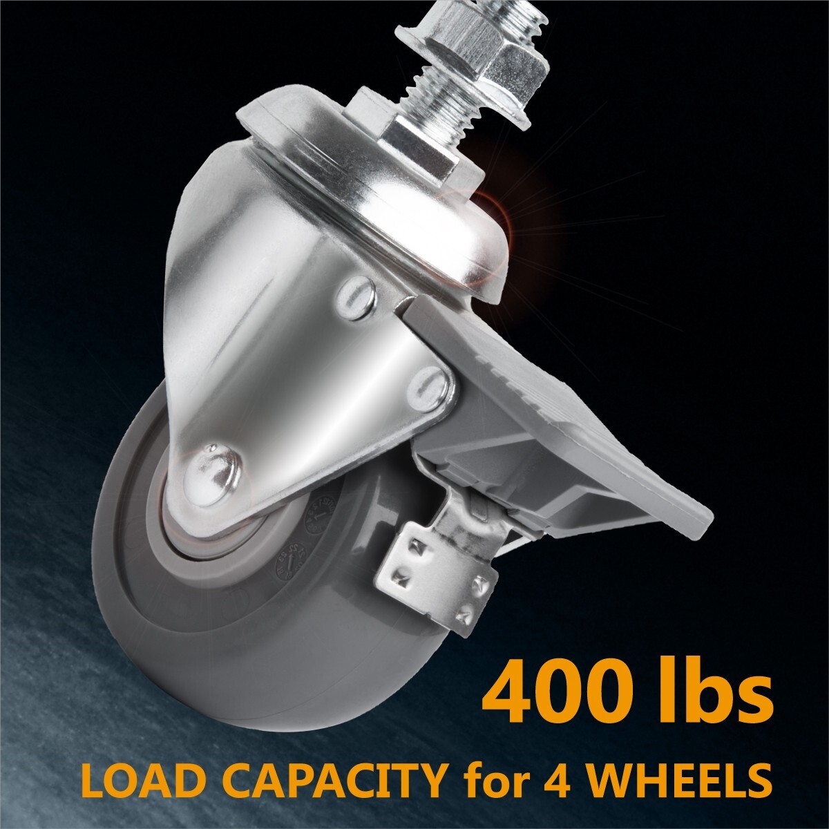 POWERTEC 4PK 2-3/8″ Dual Locking Swivel Caster Wheels 400lb Weight Capacity