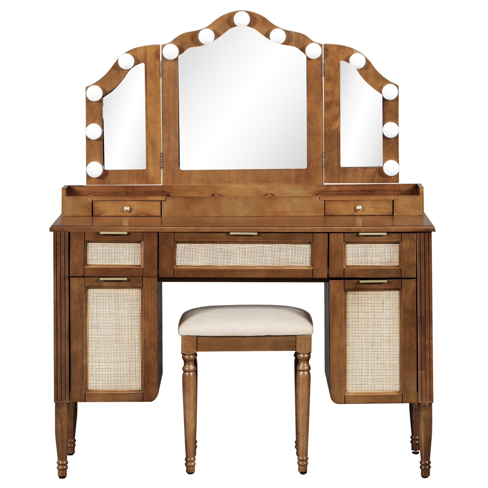 Makeup Vanity Desk with Stool Set,13 Bulbs & 3 Lighting Modes Dressing Table