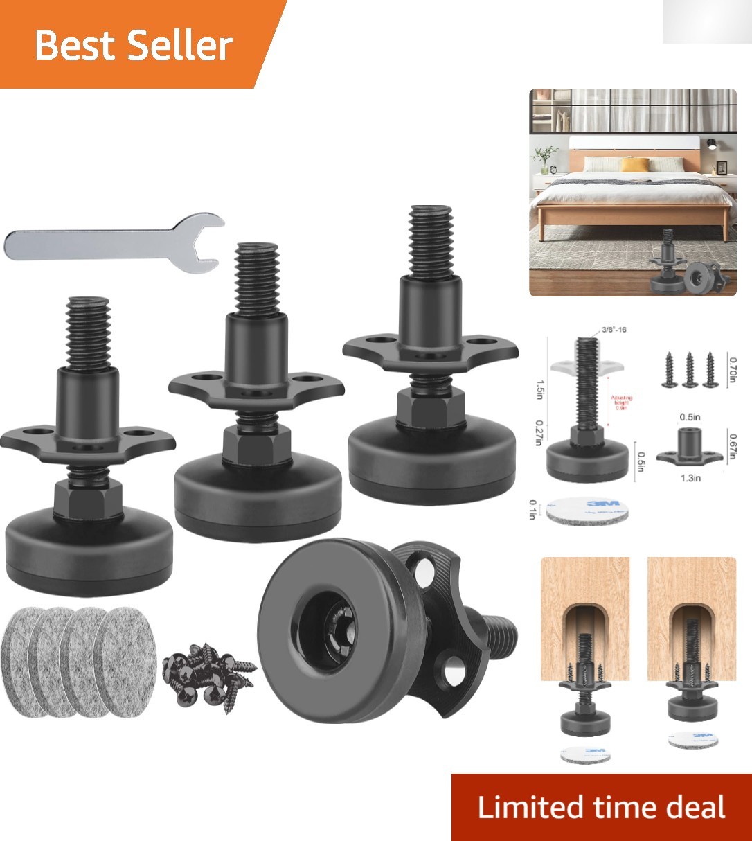Sturdy Furniture Leg Levelers with Nylon Base – Easy Install and Durable Support