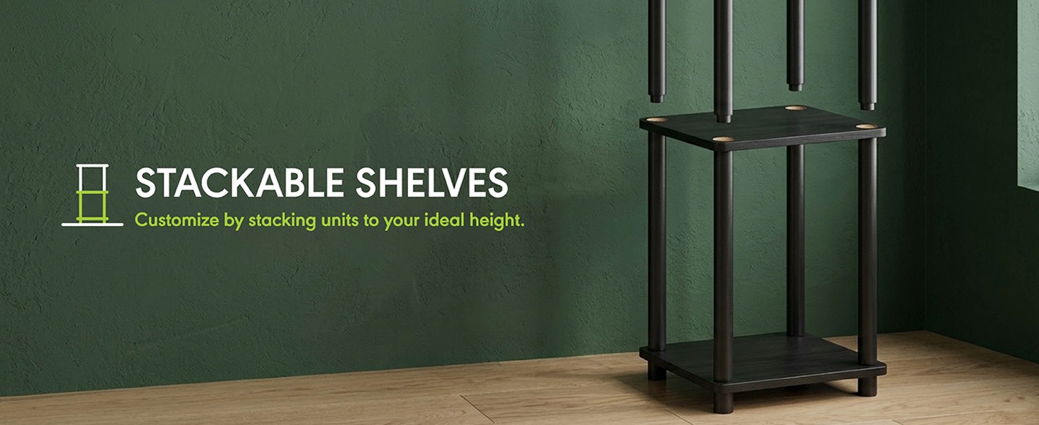 JUST Night Stand, 3-Tier Turn-N-Tube Nightstand, Toolless Bedside Table, End