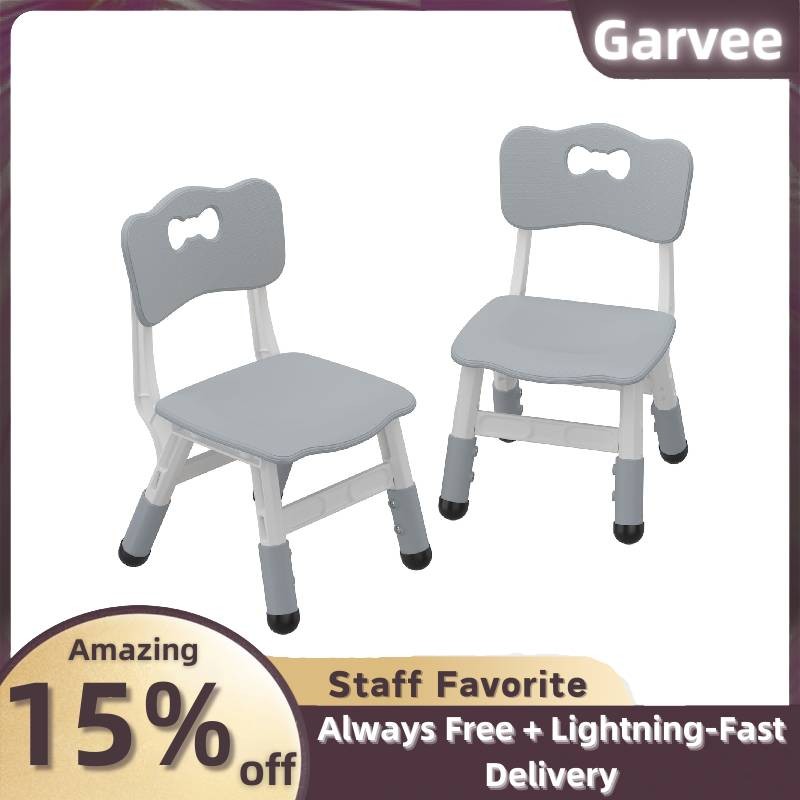 3 Level Height Adjustable Kids Chair 2 Pack Plastic Toddler Chairs Age 2-6 Home