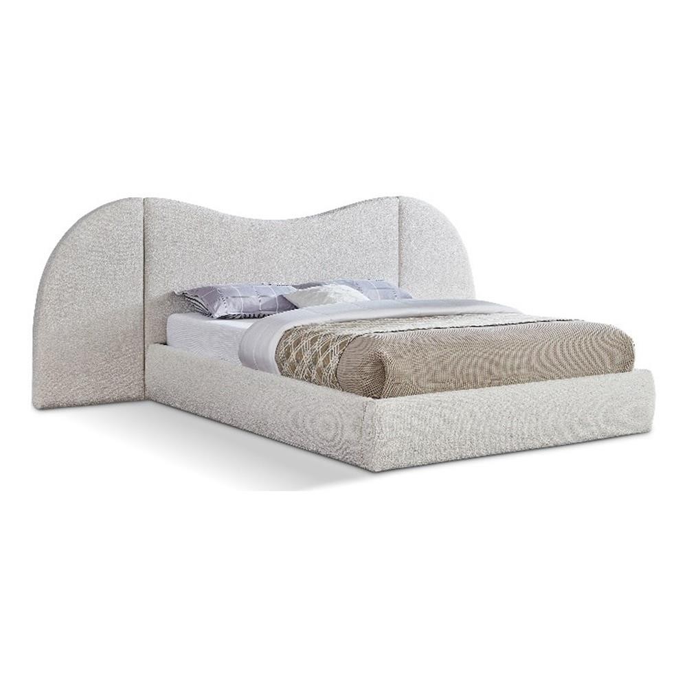 Meridian Furniture Everest Cream Boucle Fabric King Bed