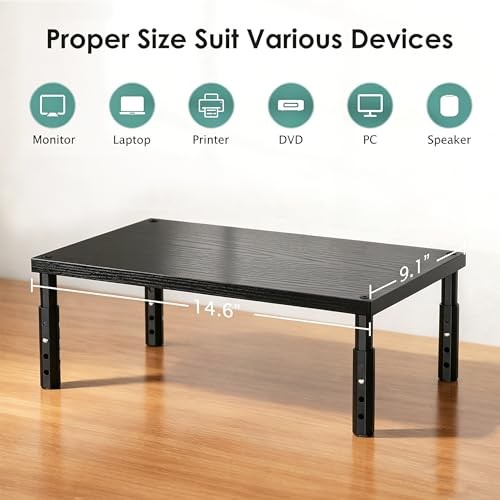 Desk Organizers and Accessories, Adjustable Computer Monitor Stand Black Wood
