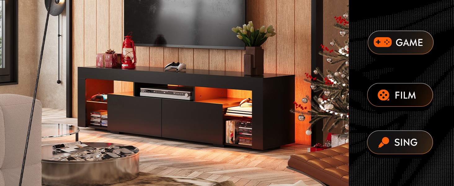 63 inch TV Stand for 50 55 60 65 70 Inch TVs, Modern Entertainment Center with