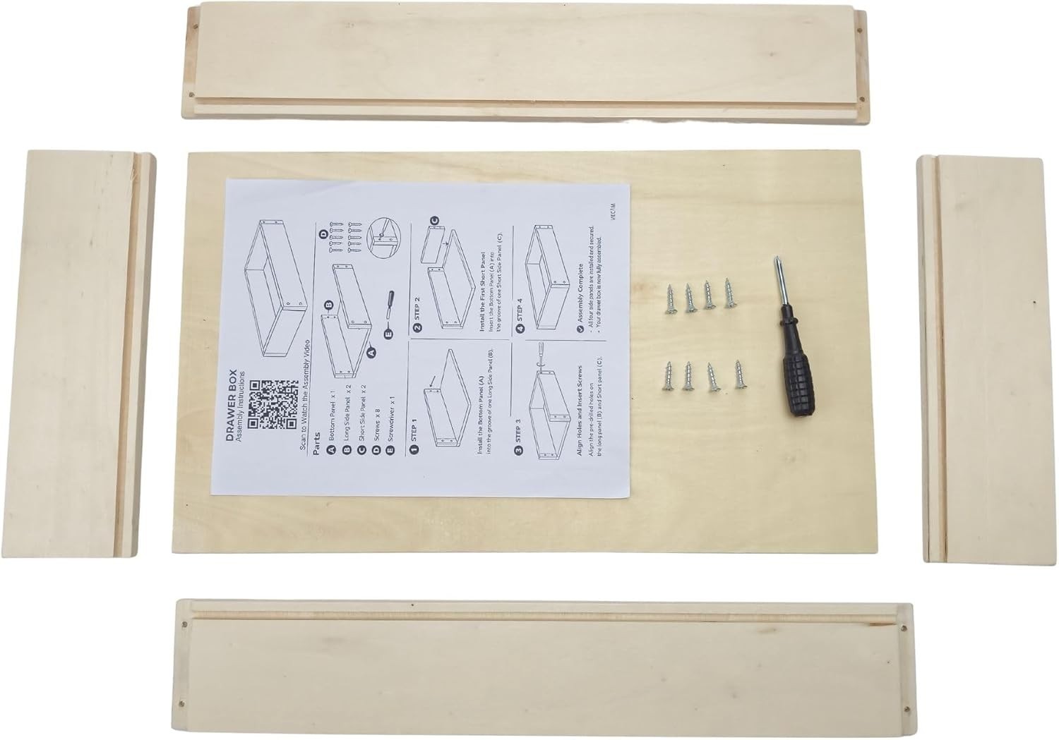Replacement Kitchen Drawer Box – 19″ Depth – Drawer (15-5/8″ Wide, 3-1/4″ Tall)
