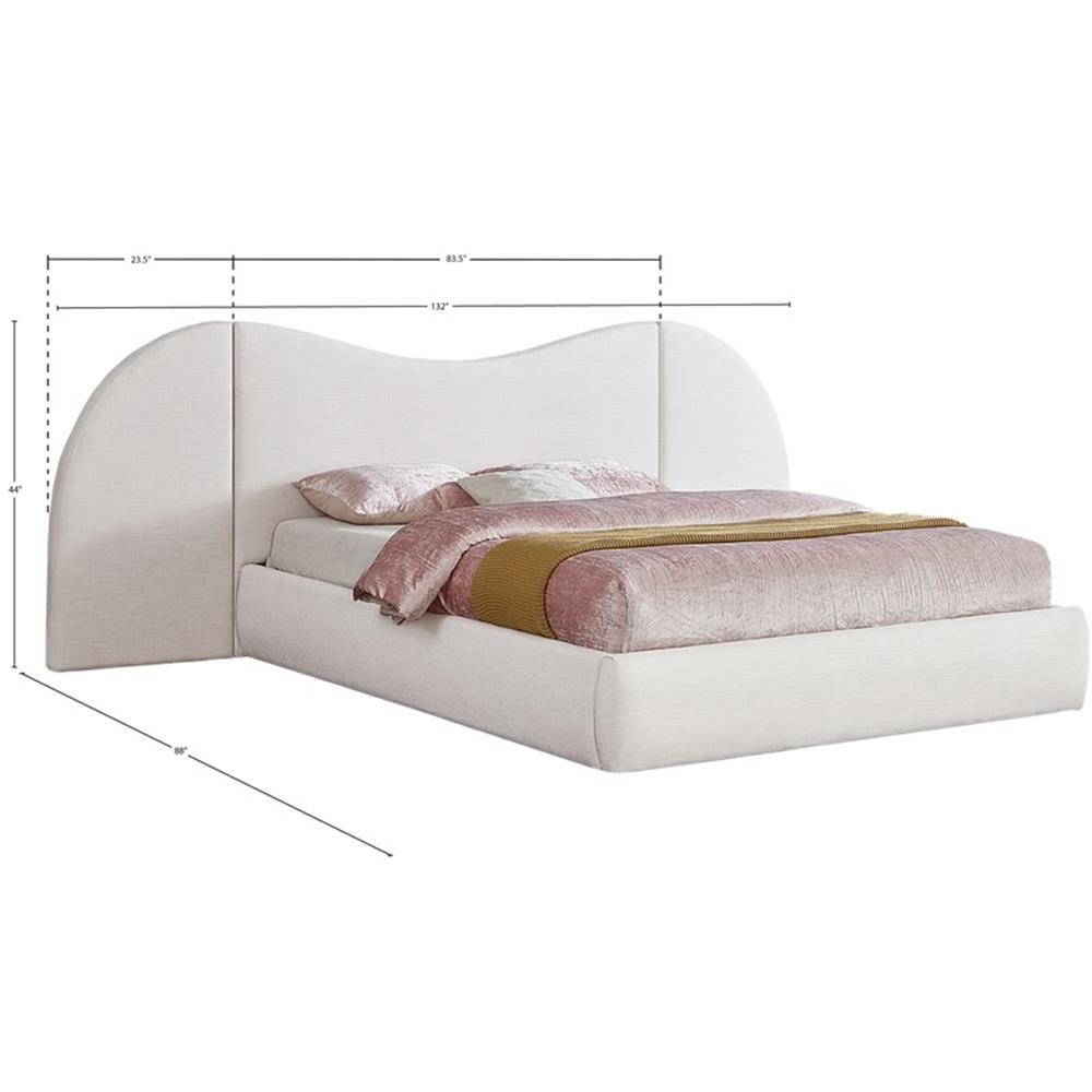 Meridian Furniture Everest Cream Linen Textured Fabric King Bed