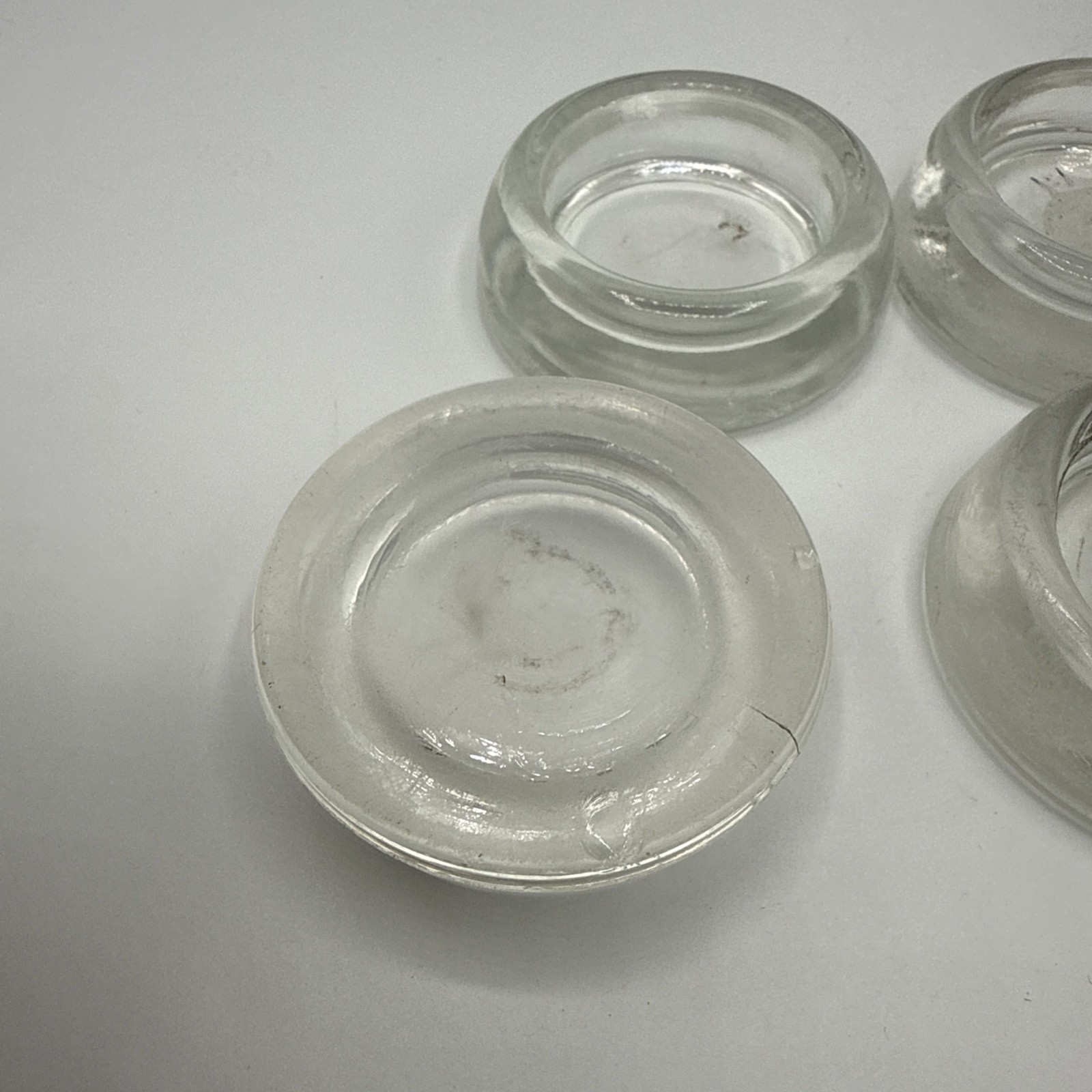 Vintage Clear Glass Furniture Floor Protector Coaster Hazel Atlas Set/4 Small