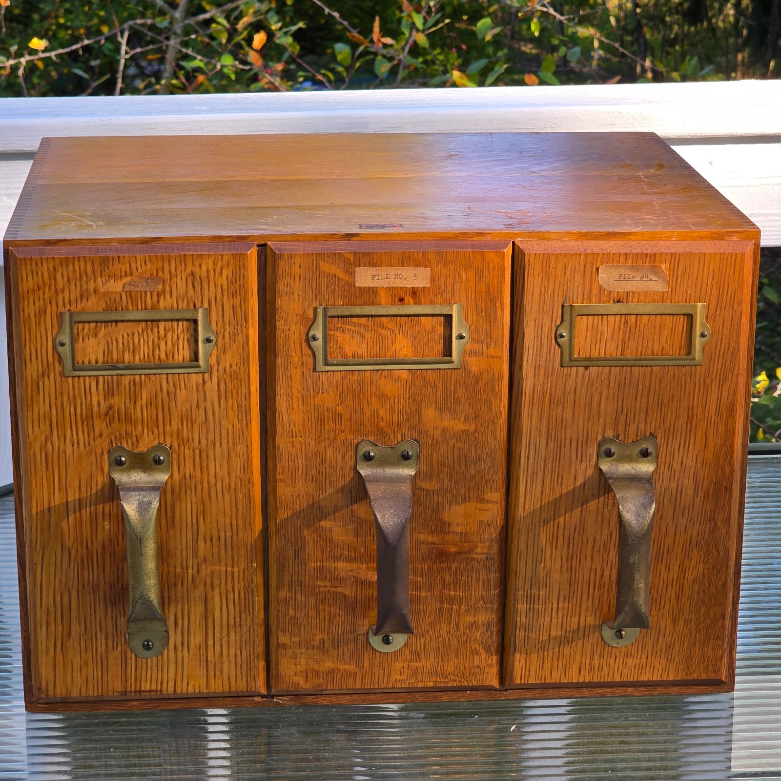 Antique Weis Arts & Crafts Desktop File Cabinet Quarter Sawn Tiger Oak Dove Tail