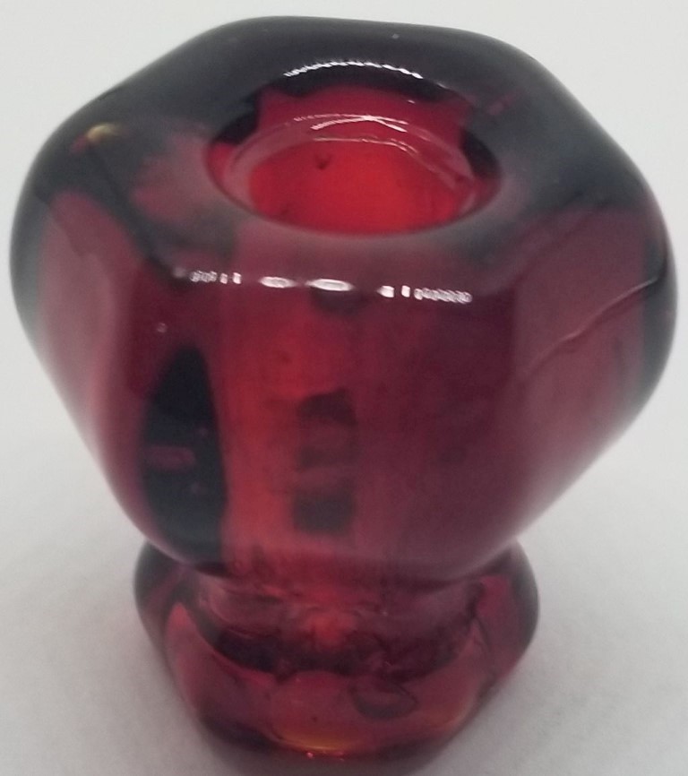 1″ RUBY RED HEXAGONAL Glass Knob 1 inch Hexagon antique vintage old retro pan