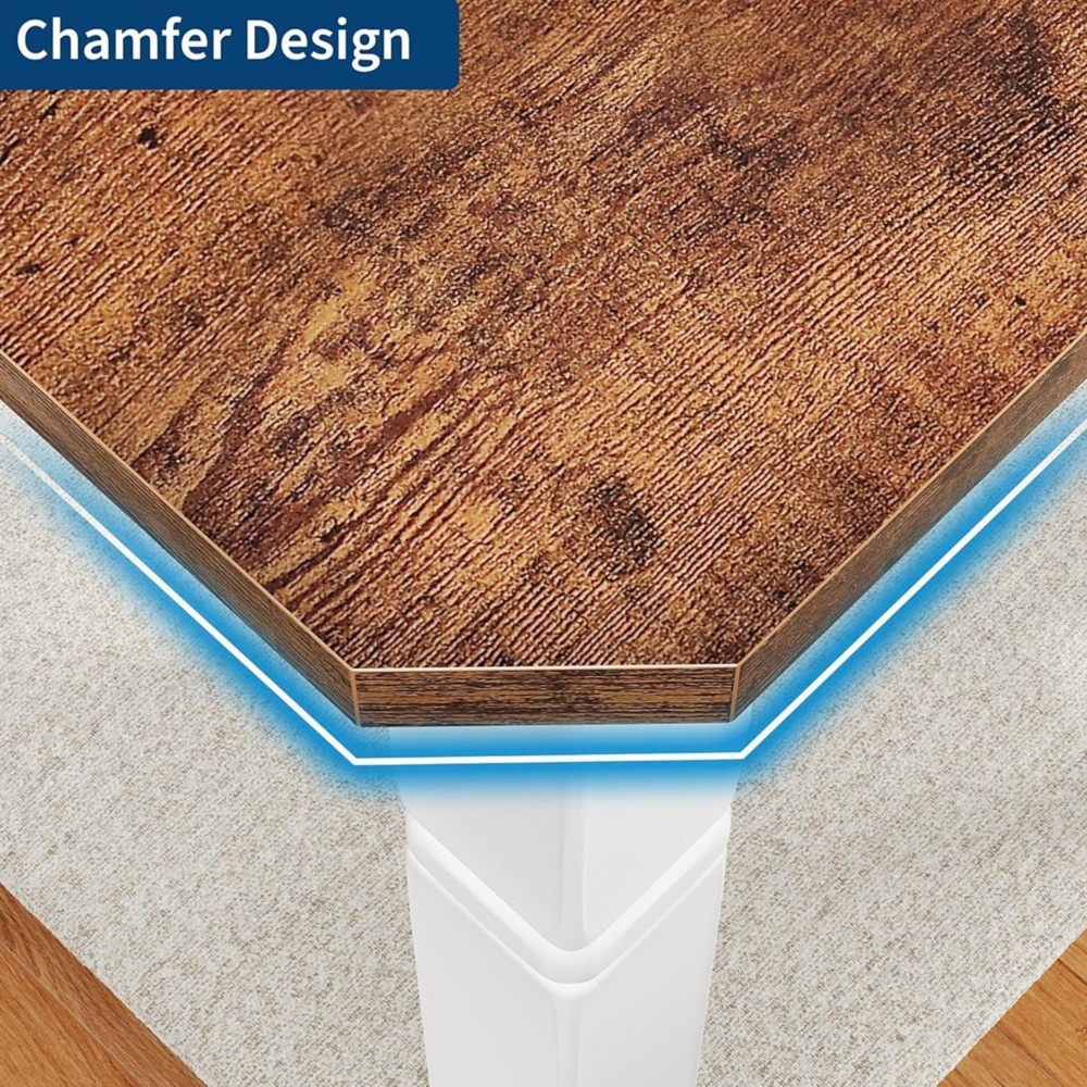 DINING TABLE FOR 6 TO 8 RECTANGULAR 78.7″ LARGE KITCHEN TABLE CHAMFERED CORNERS