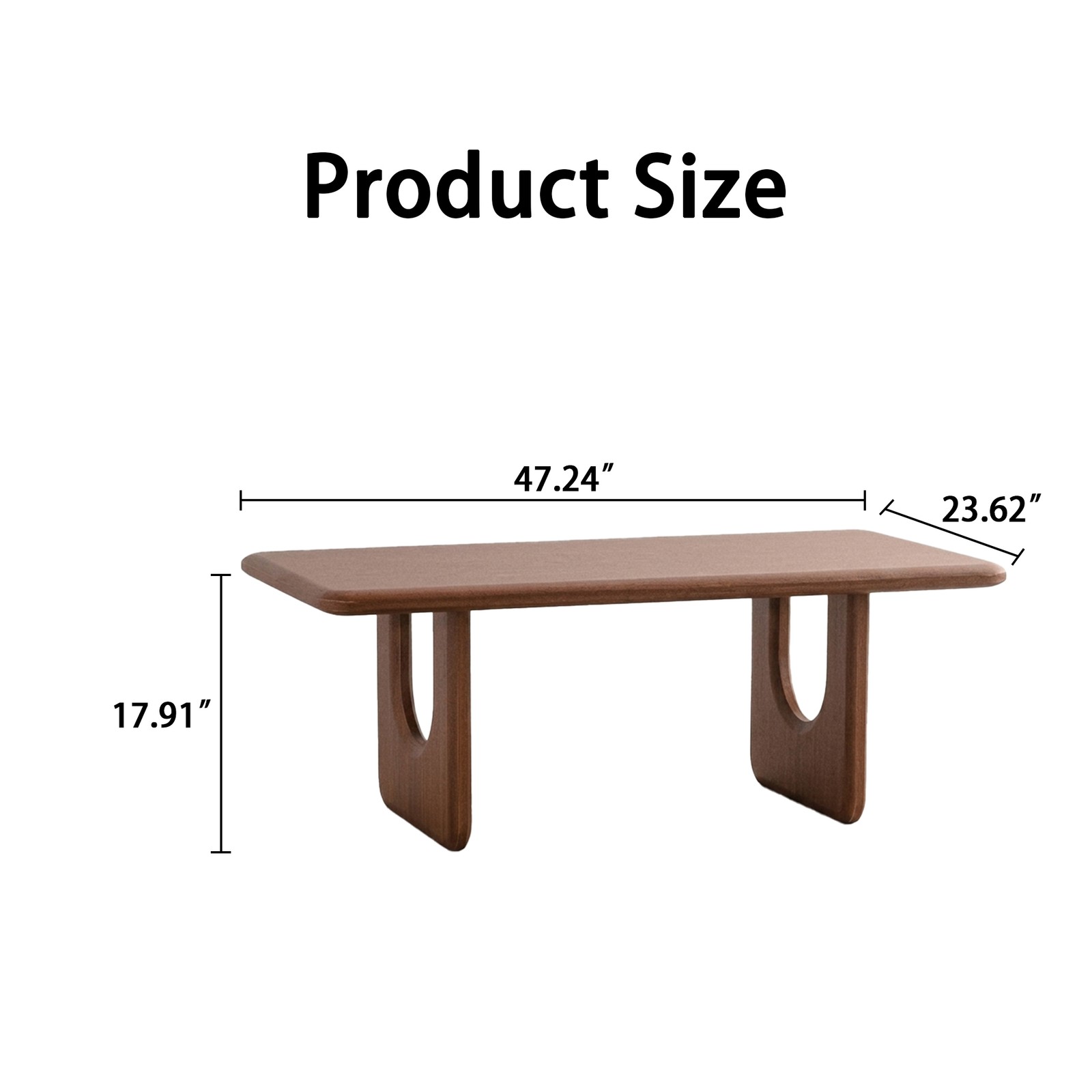 Rectangular Wood Coffee Table 47.24″ Walnut Finish Modern Minimalist