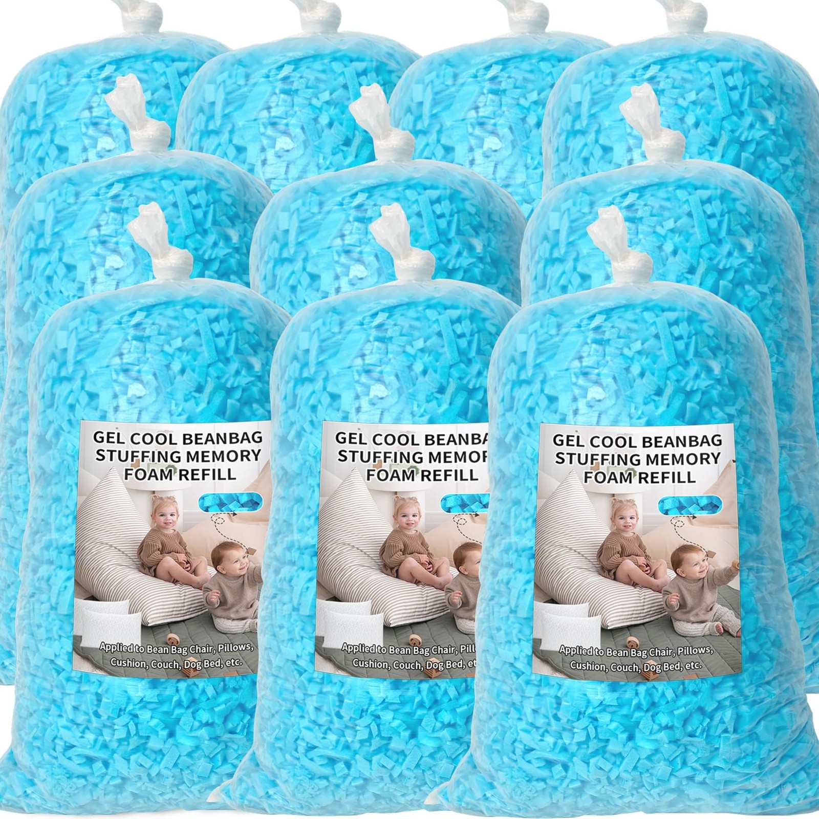 Bean Bag Filler, 50lbs Shredded Memory Foam Filling, Soft Pillow Stuffing Bea…
