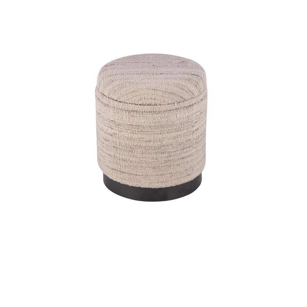 Handwoven Triton Gray Wool 16 In. Storage Ottoman with Matte Black Base