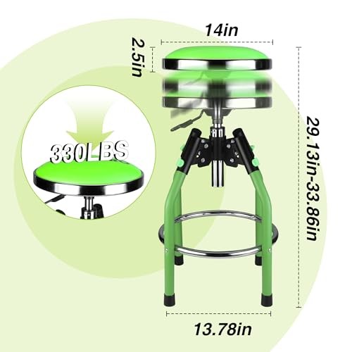 WORKPRO Hydraulic Shop Stool Green 330lb 29-33.86in