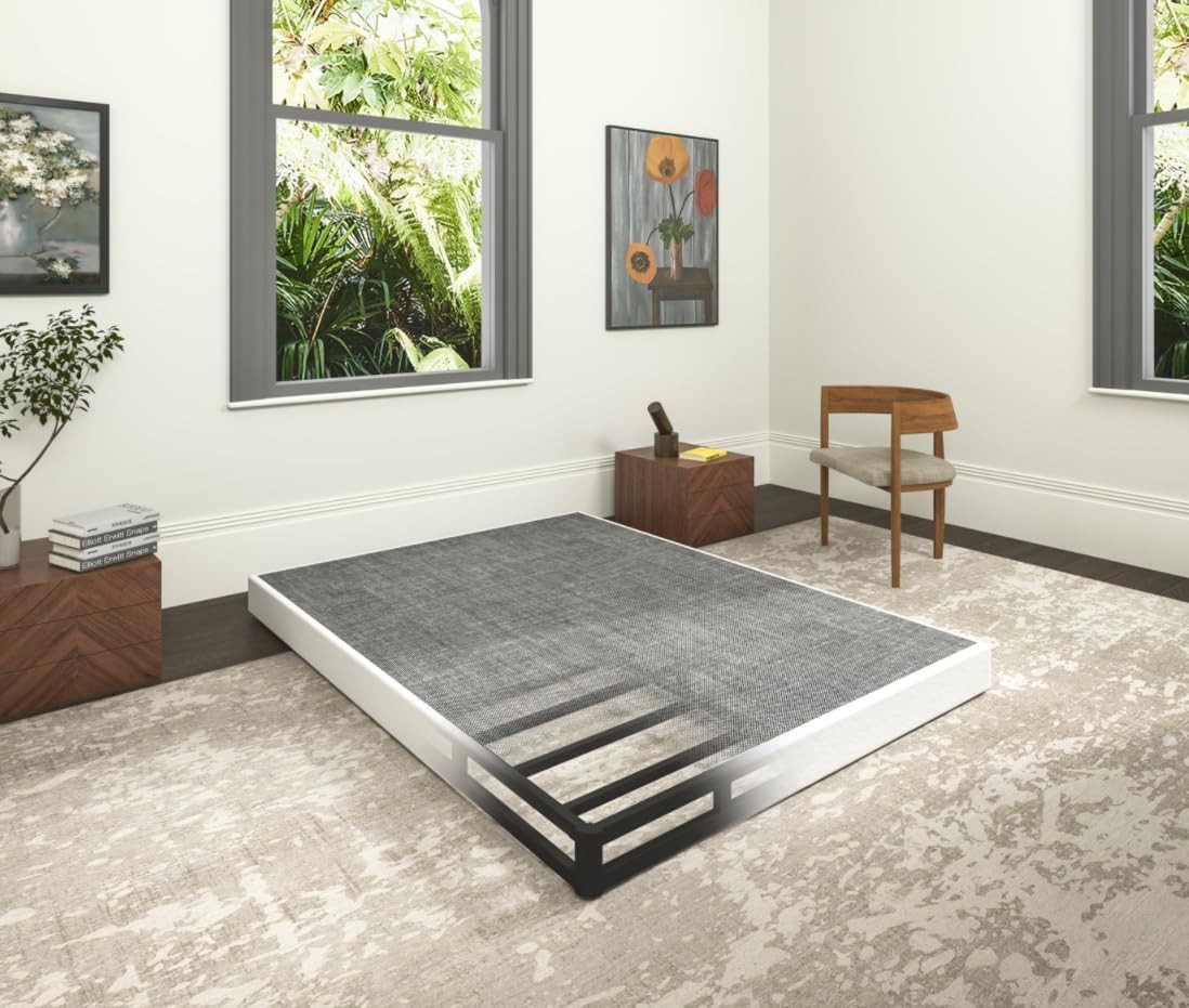 5 Inch Heavy Duty Metal Box Spring King Size, Low Profile King Mattress