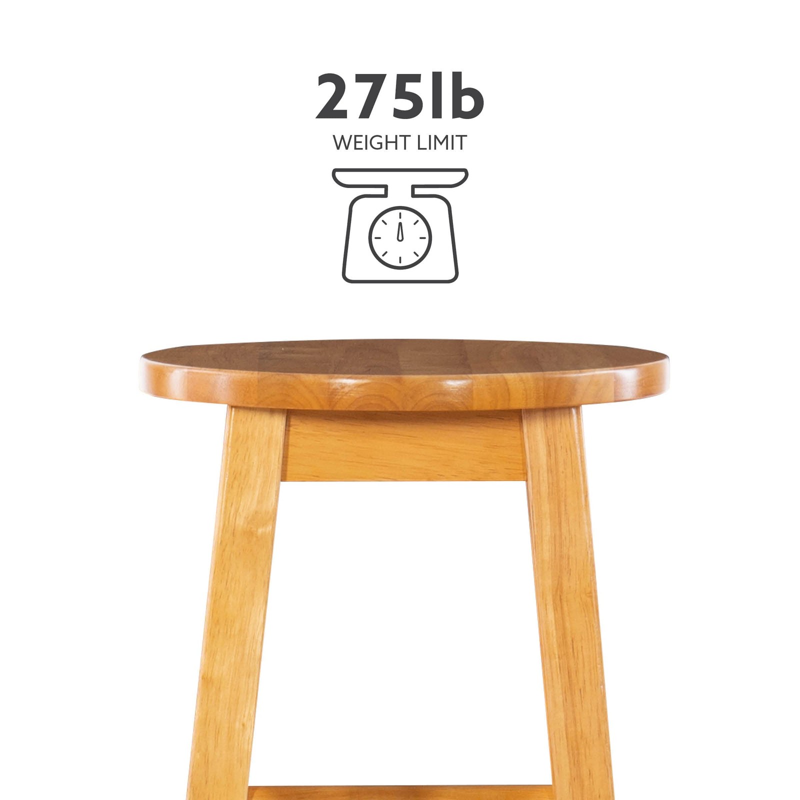 Natural Barstool with Round Seat, 24-Inch