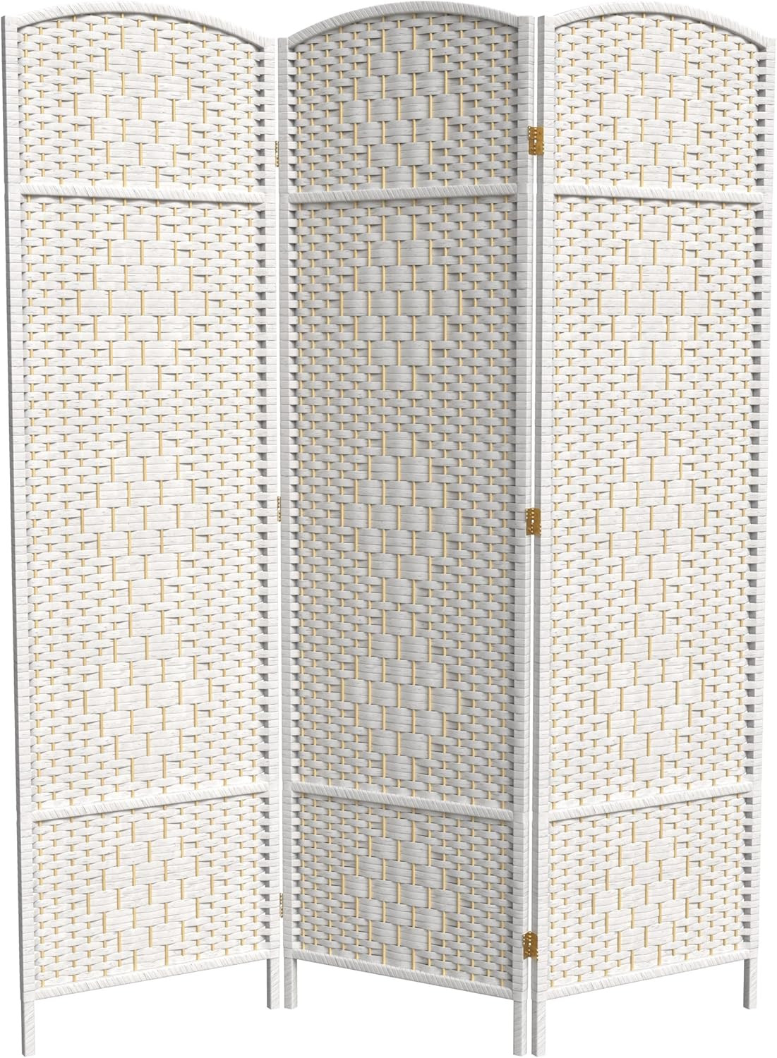 6 Ft. Tall Diamond Weave Fiber White-3 Panel Room Divider