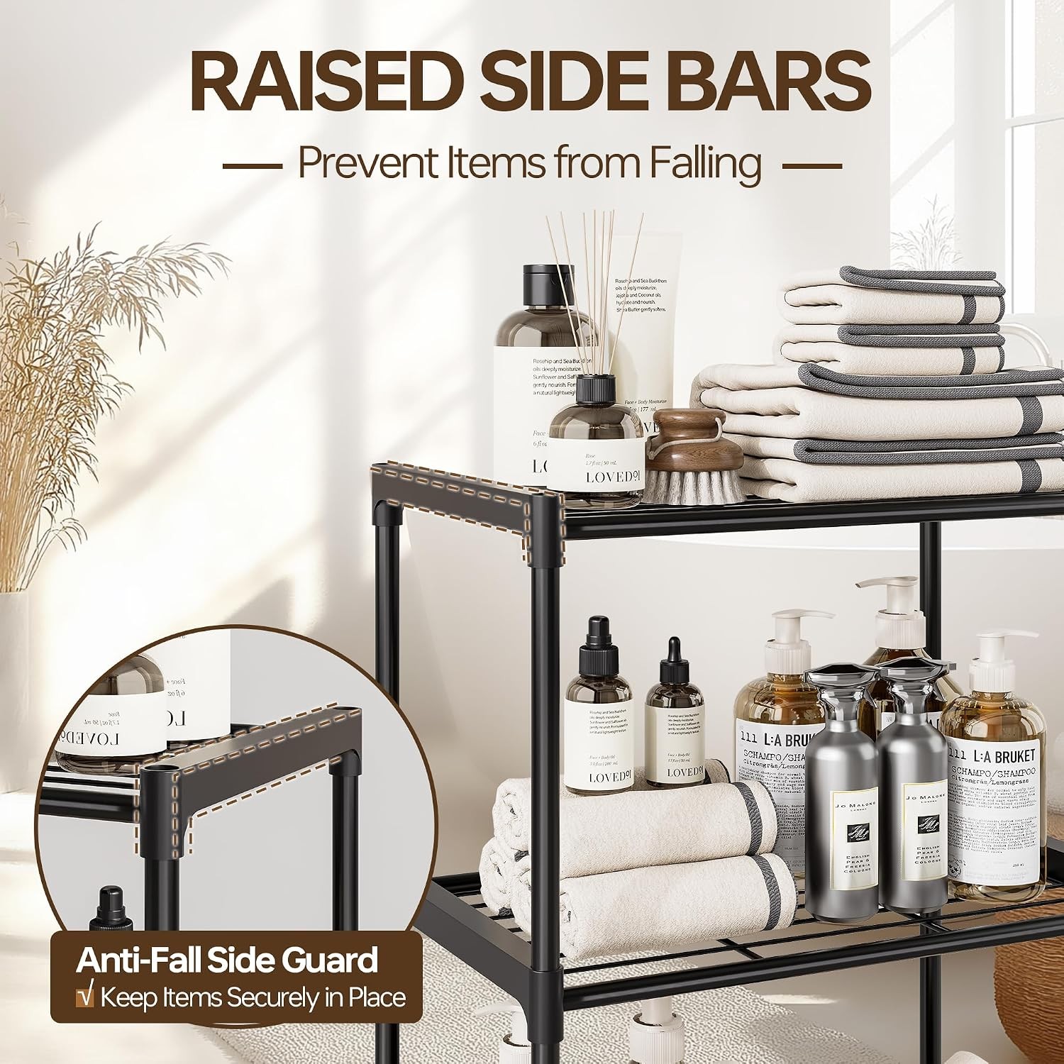 3-Tier Storage Shelves with Plastic Connectors – Metal Shelf Organizer for